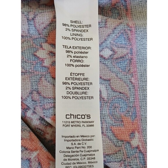 Chico's Floral Striped Print Short Sleeve Dress Knee Length Size 3  XL Stretch - Picture 15 of 15